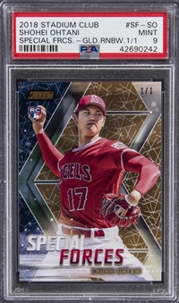 2018 Topps Stadium Club "Special Forces Gold Rainbow" #SF-SO Shohei Ohtani Rookie Card (#1/1) - PSA MINT 9